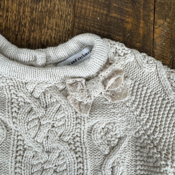 Cupcakes and Cashmere Baby Cable Knit Sweater Dress 0-3M Ivory - Picture 3 of 6